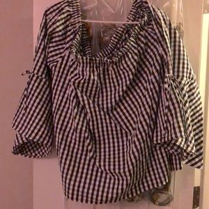 Gingham Peasant Top